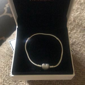 Pandora Moments Sparkling Heart Clasp  Bracelet